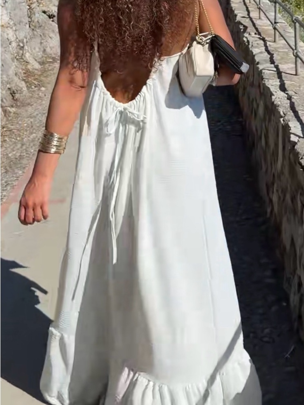 Women's Cream Open-Back Maxi Dress - Elegant Summer Slip